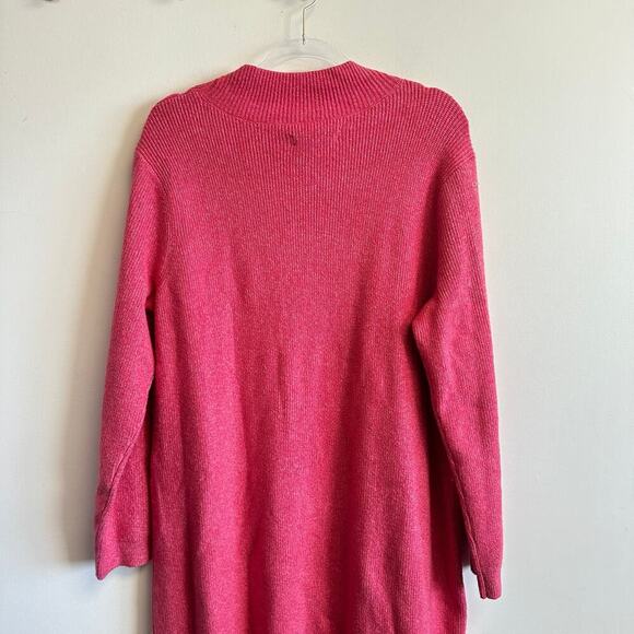 LOFT Plus Pink Ribbed Cotton Blend Sweater Dress Mock Neck Buttons Size 20/22 - Picture 6 of 10